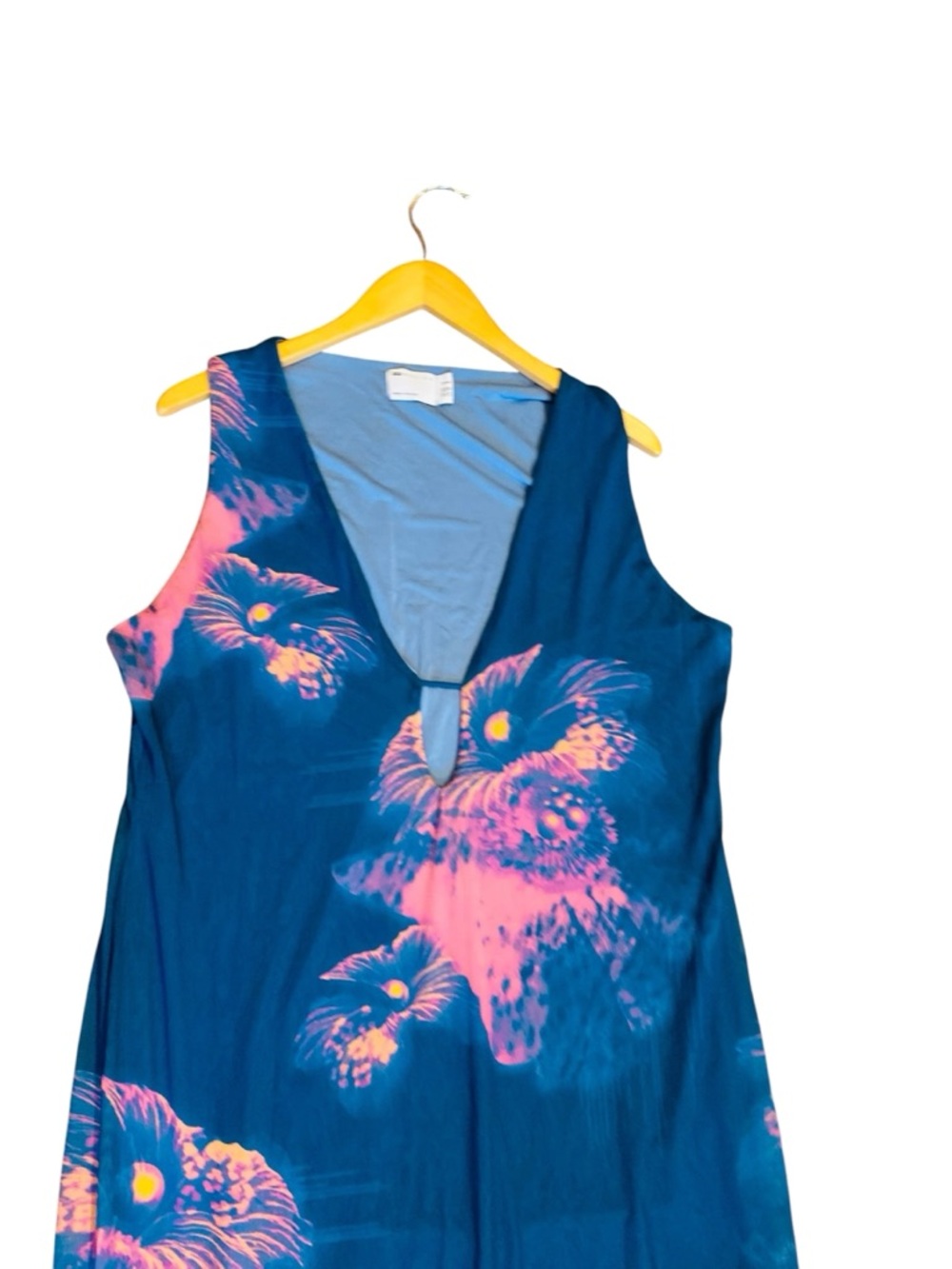 ASOS CURVE Mesh Keyhole Blue Floral Maxi Dress - Picture 5 of 8